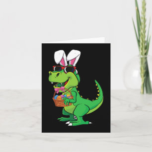 Påsk Boy T-rex Roligt Bunny Dinosaur Eggs Basket K Kort