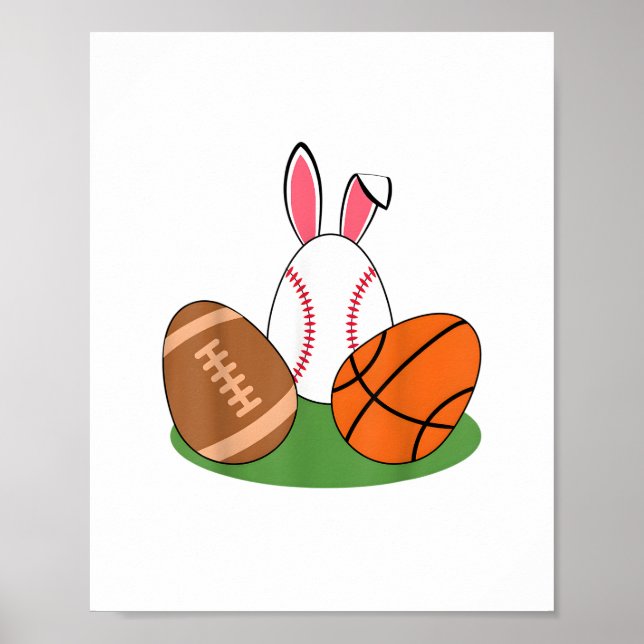 Påsk Boys Basketball Football Bunnies R Poster (Framsidan)