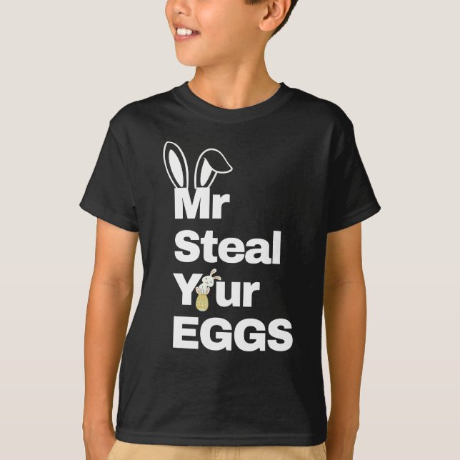 Påsk Boys Småbarn Steal your EGGS funny T Shirt (Framsida)
