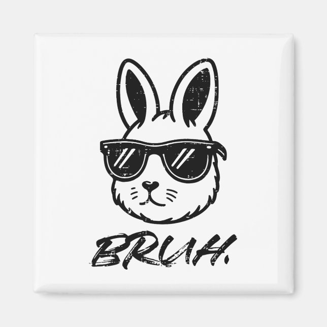 Påsk Bruh Bunny Sungles Funny Meme Manar Boys Kids Magnet (Framsidan)