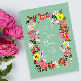 Påsk brunch blommigt bunny-inbjudan inbjudningar