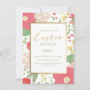 Påsk Brunch, Blommigt, Vår Inbjudan