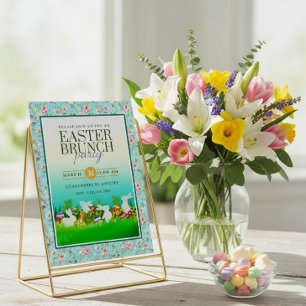 Påsk brunch, blomsterfest i vårträdgården inbjudningar
