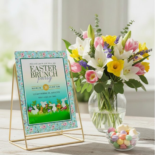 Påsk brunch, blomsterfest i vårträdgården inbjudningar (Skapare uppladdad)
