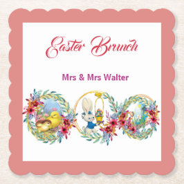 Påsk Brunch Bunny Chick Blommigt Utandning av  Underlägg Papper