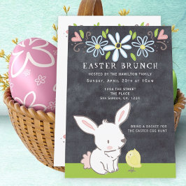 Påsk Brunch Bunny och Chick med Vår blommor Inbjudningar