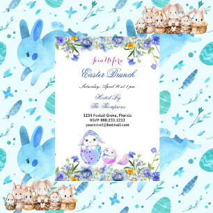 Påsk Brunch Decorative Egg Birds Bunny Blommigt Inbjudningar