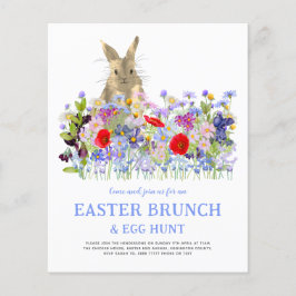 Påsk Brunch Egg Hunt Bunny och Wildblommor Flygblad