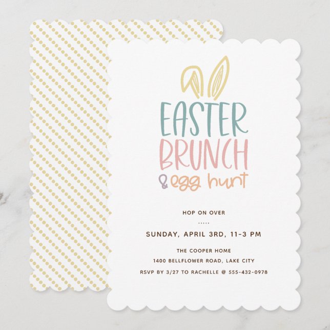 Påsk Brunch Egg Hunt Bunny Öron Inbjudningar (Fram/baksida)