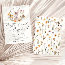 Påsk Brunch Egg Hunt Bunny Wildblomma Blommigt Inbjudningar