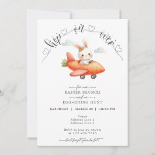 Påsk Brunch & Egg Hunt Cute Airplane Bunny Inbjudningar
