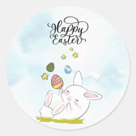 Påsk Brunch & Egg Hunt | Cute Bunny-Påskägg Runt Klistermärke
