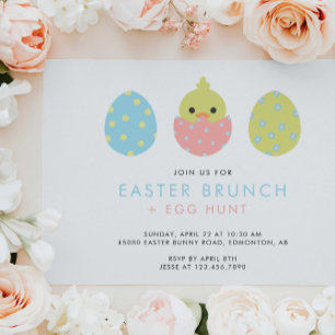 Påsk Brunch Egg Hunt Cute Pastel Colorful Inbjudningar