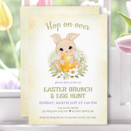 Påsk Brunch Egg Hunt Gult Cute Bunny Inbjudningar