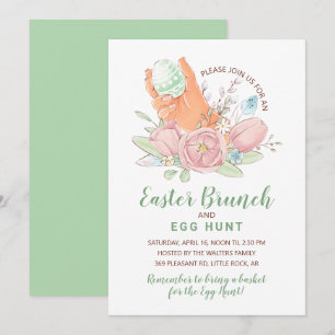 Påsk Brunch Egg Hunt Målade ägg och blommor Inbjudningar