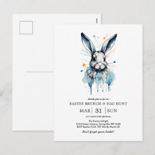 Påsk Brunch & Egg Hunt Vatten färg Bunny Helg Vykort