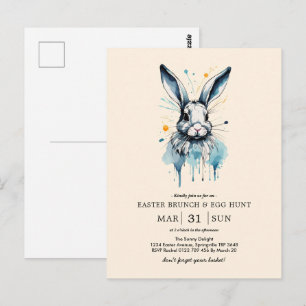 Påsk Brunch & Egg Hunt Vatten färg Bunny Vykort
