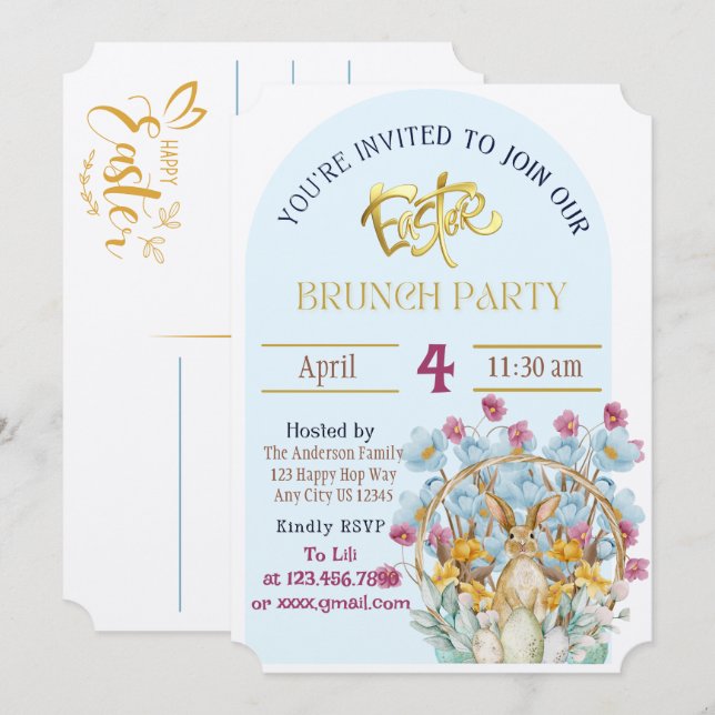 Påsk Brunch-inbjudan Inbjudningar (Fram/baksida)
