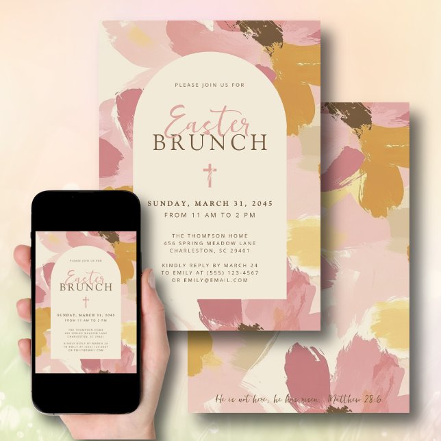 Påsk Brunch Modern Rosa Blommigt Kor Christian Inbjudningar (Skapare uppladdad)