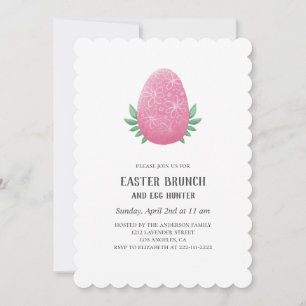 Påsk brunch och äggjakt. Rosa vår inbjudan