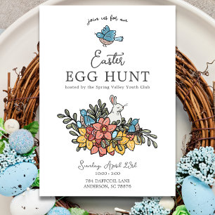 Påsk Brunch och Egg Hunt Cute Blommigt Påsk Invi Inbjudningar