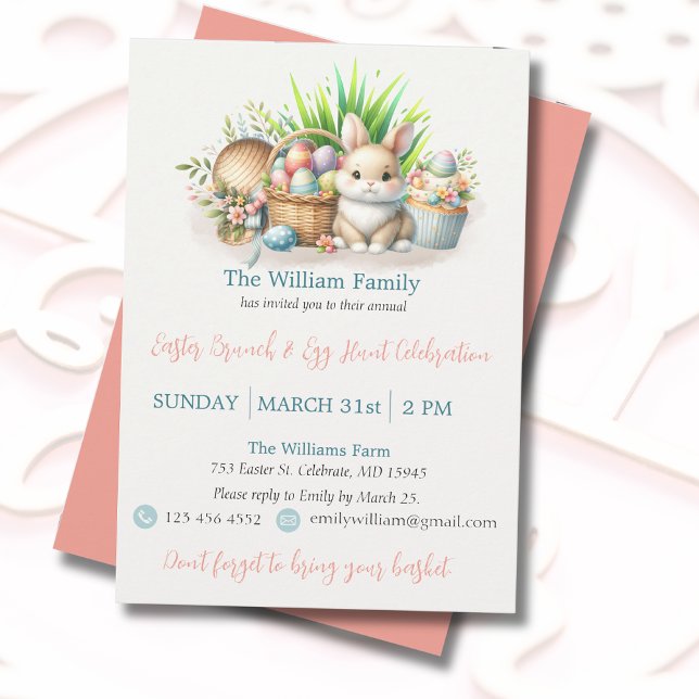 Påsk Brunch och Egg Hunt Pastel Färg Inbjudningar (Get this modern, colorful Easter invitation now, perfect for your joyful spring celebration.)