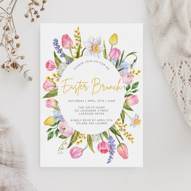 Påsk Brunch Vår Blommigt Inbjudningar (Skapare uppladdad)