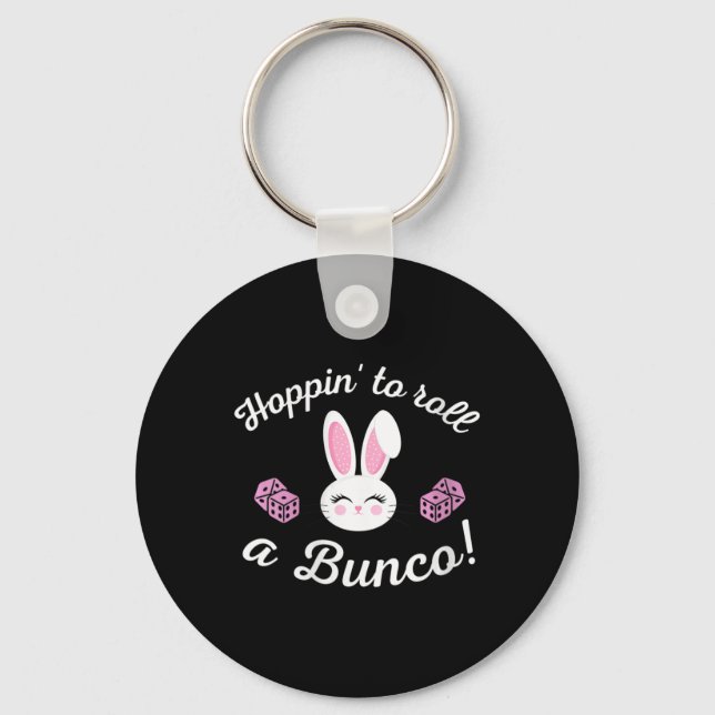 Påsk Bunco Hoppin till Roll a Bunco Dice Bunny Nyckelring (Framsida)