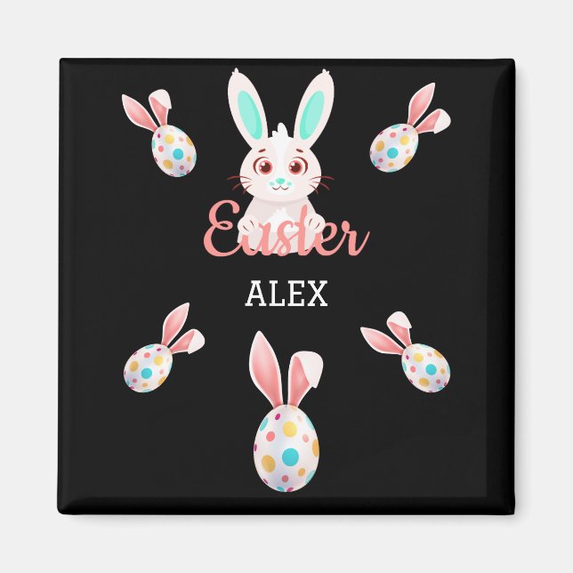 " PÅSK" BUNNY MAGNET MED SPECKALÄGG & NAMN. (Framsidan)