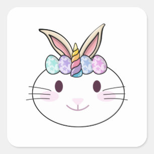 PÅSK BUNNYCORN FYRKANTIGT KLISTERMÄRKE