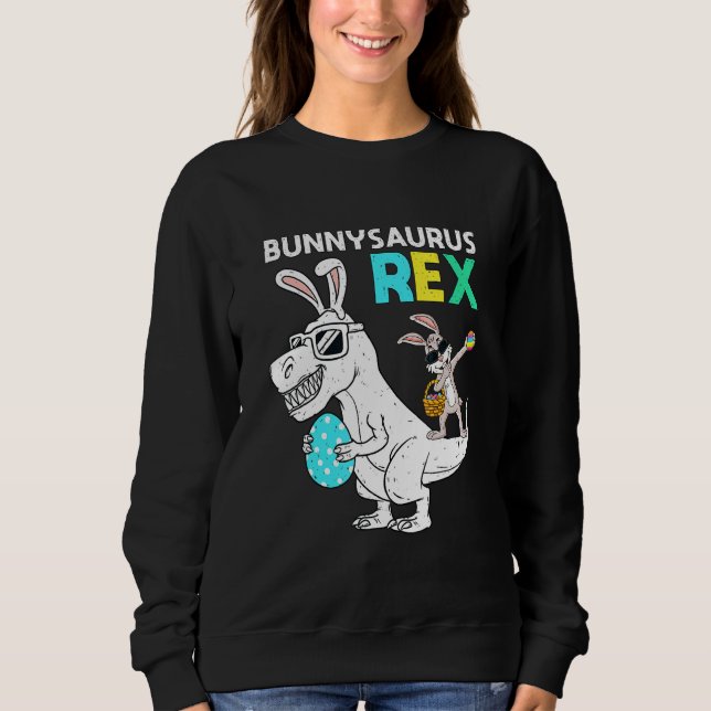 Påsk Bunnysaurus T Rex Dino Dabbing Rabbit Boys Shirt (Framsida)