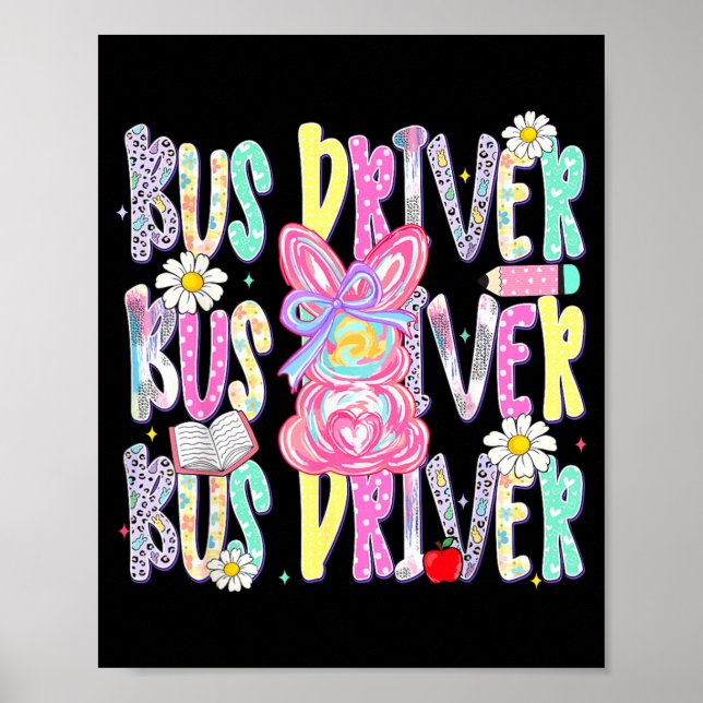 Påsk Bussförare Söt Färgrik Vår Tröja Poster (Framsidan)
