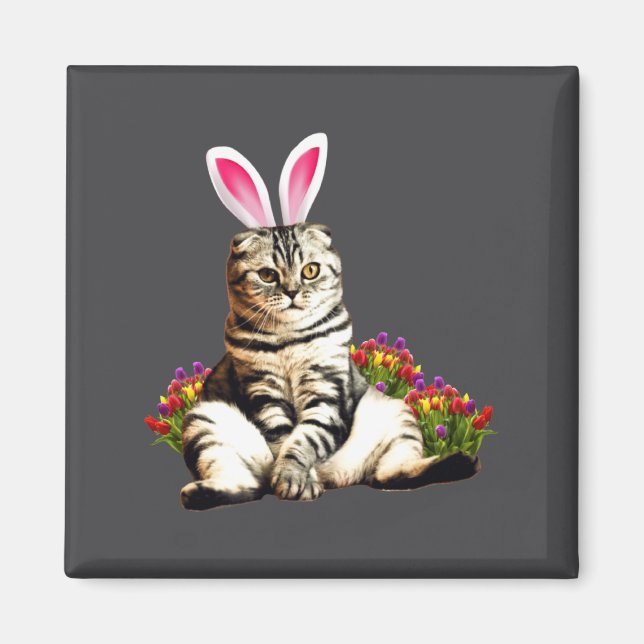 Påsk Ca Tulpan Blomman Kanin Magnet (Framsidan)
