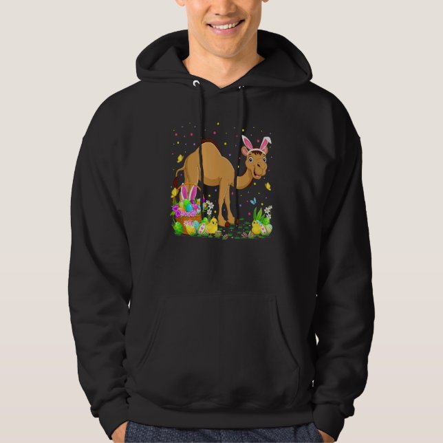 Påsk Camel Bunny Egg Hunting Camel Påsk Söndag Hoodie (Framsida)