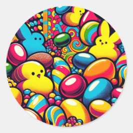 Påsk Candy Art Runt Klistermärke