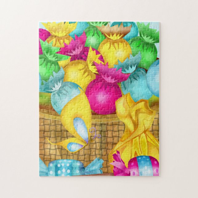 Påsk Candy Folk Art GIRLS BASKET STUFFER Pussel (Vertikal)