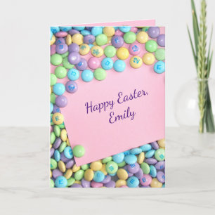 Påsk Candy på Rosa Papper Helgdag Card Helgkort