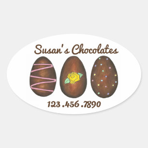 Påsk Candy Personlig Chocolate Eggs Sticker Ovalt Klistermärke