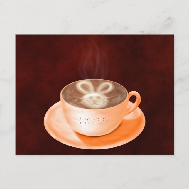 Påsk Cappuccino Art Bunny Vykort (Framsida)