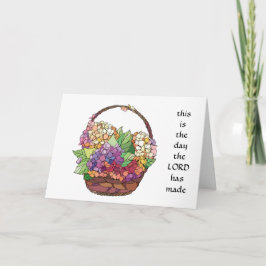 Påsk Card, Basket of Flowers w Verse från Psalm Helgkort