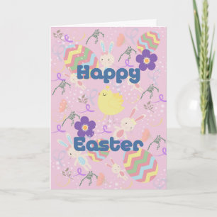 Påsk Card-för barn med Bunnies & Swirls Helgkort