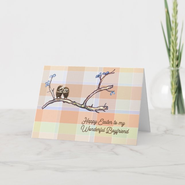 Påsk Card för Boykompis med Uggla Helgkort (Framsida)