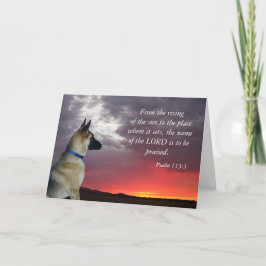 Påsk Card German Shepherd Psalm 113:3 Helgkort