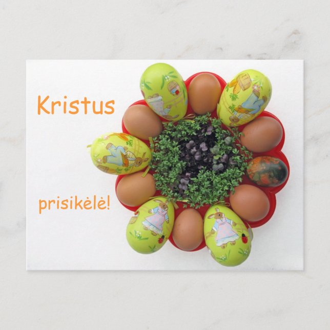 Påsk Card Litauisk text Kristus Prisikele Helg Vykort (Framsida)