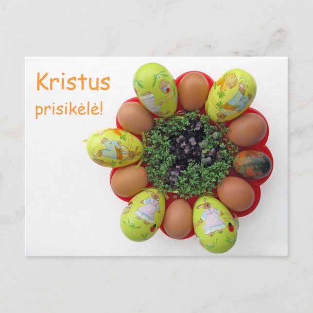 Påsk Card Litauisk text Kristus Prisikele Helg Vykort (Framsida)
