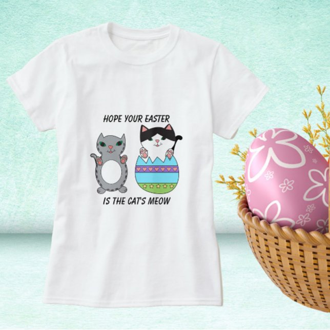 Påsk Cat Meow Cute T Shirt (A cute Easter shirt with cats)