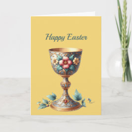 Påsk Chalice Kopp Blommigt Illustration Helgkort