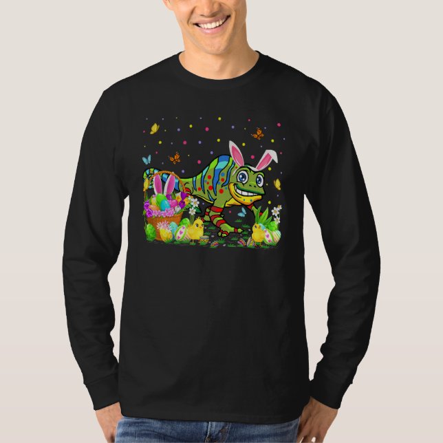 Påsk Chameleon Bunny Egg Hunting Chameleon Easte T Shirt (Framsida)