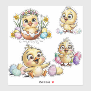 Påsk Charms: Cute Chicks and Colorful Påskägg Klistermärken