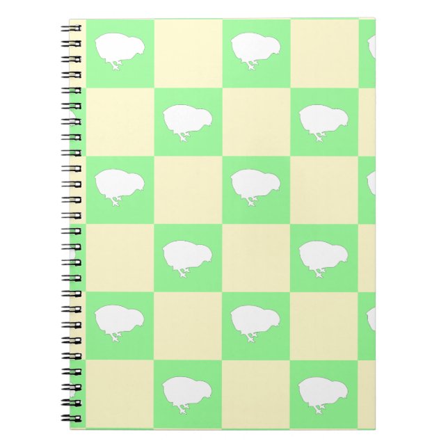 Påsk Checkerboard Mönster med vit Chick Motif Anteckningsbok (Framsidan)